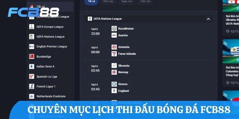 Lịch thi đấu bóng đá